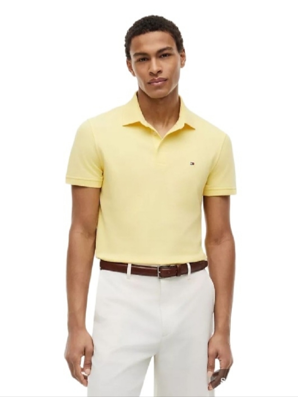 NWT TOMMY Hilfiger Polo Shirt Size M Classic Fit Yellow Preppy Golf Minimalist